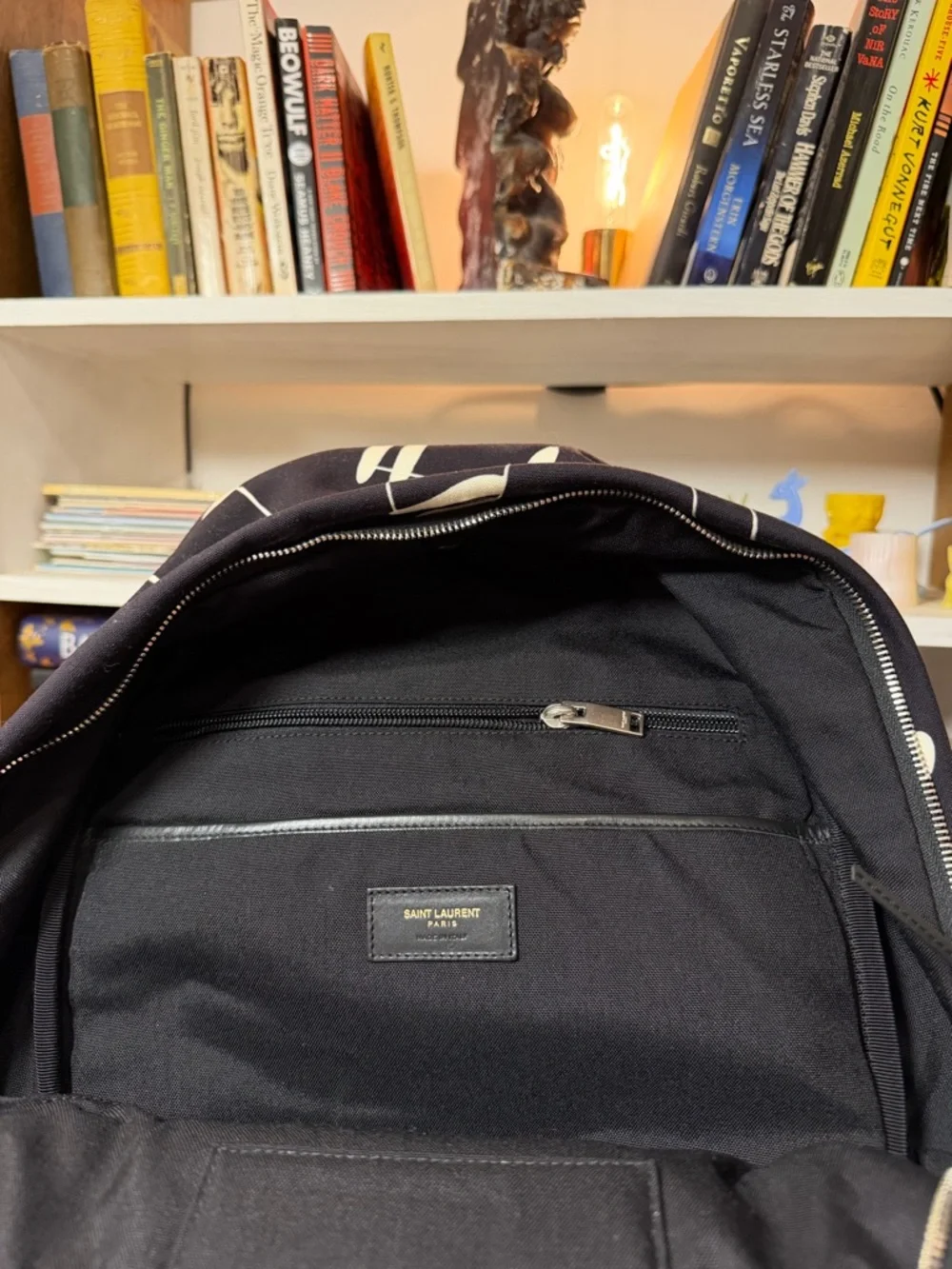 Saint Laurent Black Musical Note Canvas Backpack - Picture 7 of 10